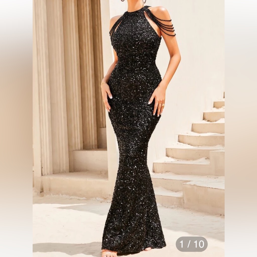 Black Sequins Gown